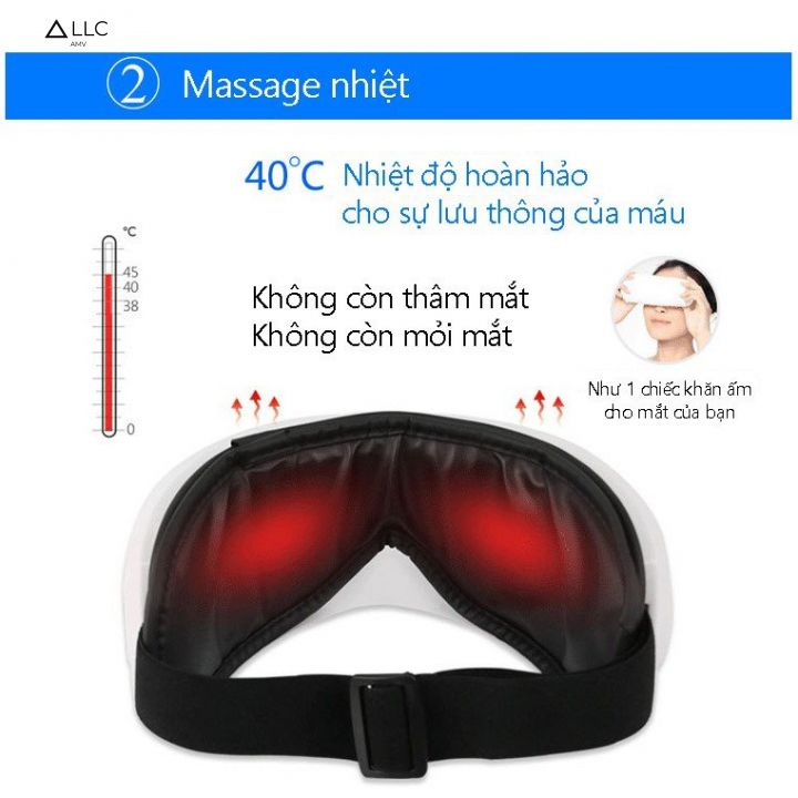 Máy massage mắt công nghệ khí nén Bluetooth Eye Instruement, máy massage giảm nhức mỏi mắt bản 2022