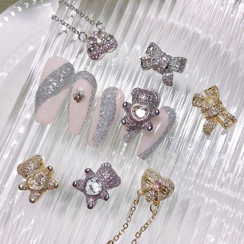 Móng Tay Giả DARON|Kim Loại 3D Cao Cấp Hợp Thời Trang|Phụ Kiện Trang Trí Móng Tay Hình Nơ Bằng Hợp Kim Lấp Lánh