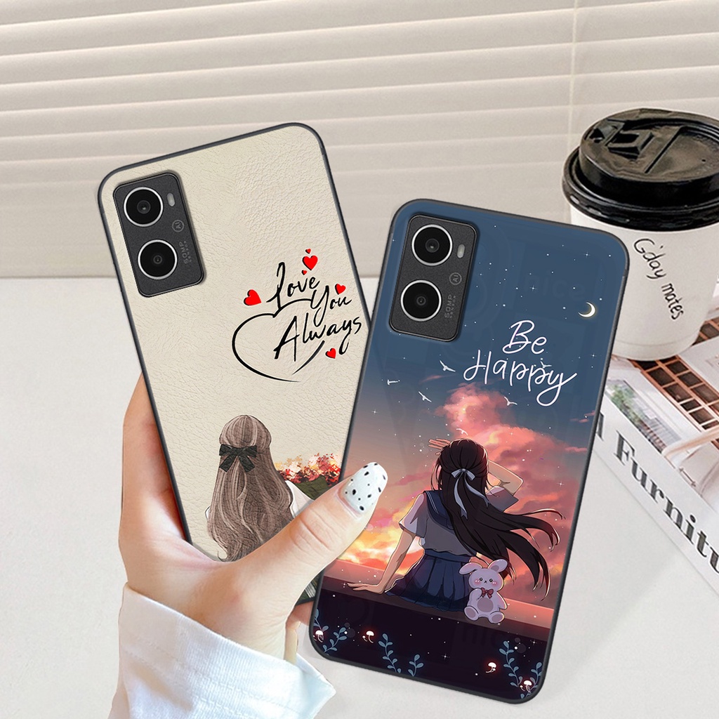 Ốp Oppo A96 4G in hình cô gái be happy trẻ trung cá tính đầy năng động