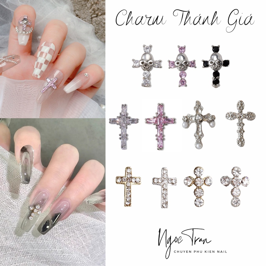 Charm Thánh Giá Full Đá Pha Lê Cao Cấp | Trang Trí Móng Tay