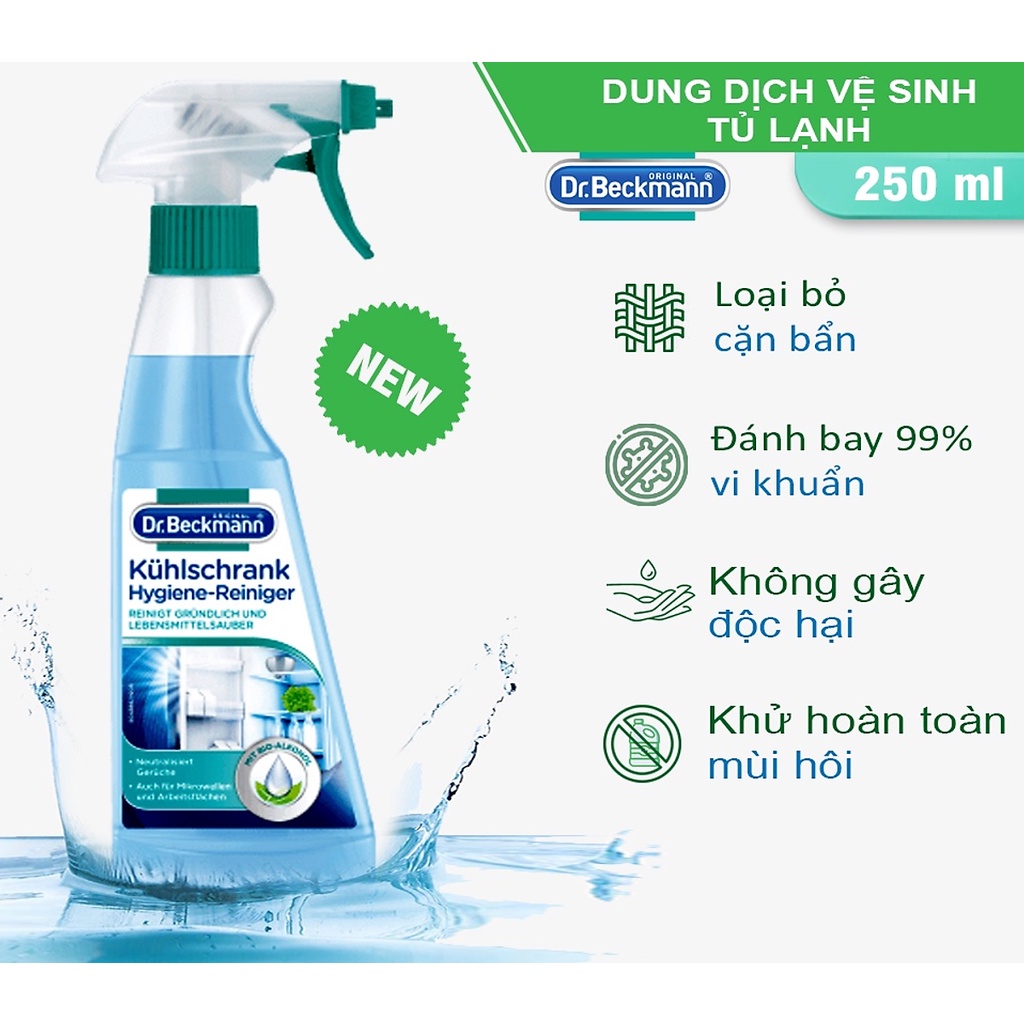 Dung Dịch Vệ Sinh Tủ Lạnh, lò vi sóng, lò nướng DR BECKMANN, Loại Bỏ Mùi Hôi Và 99% Vi Khuẩn, Dung Tích 250ml, Nhập Đức