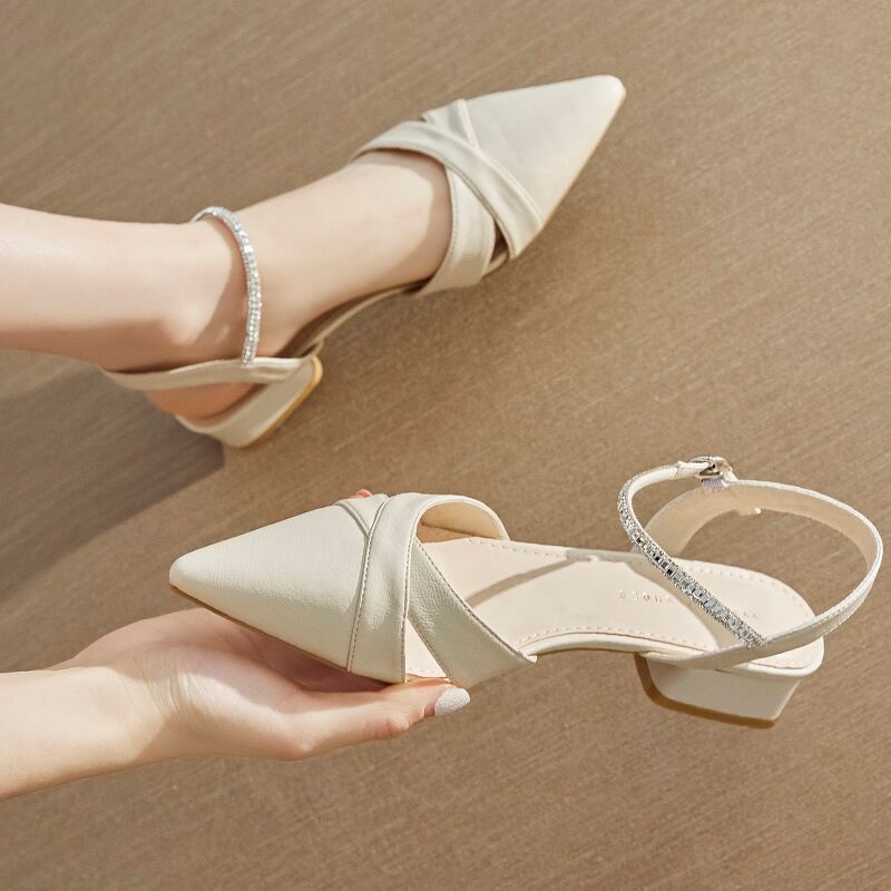 Giày Cao Gót Sandal chéo mũi khóa cài gót 3cm CG-013, Rosafashion
