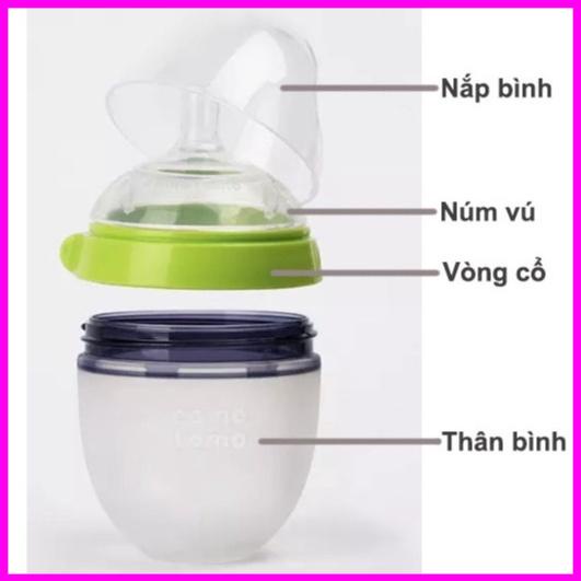 Nắp - Cổ - Thân - Núm ti - Van chống sặc bình sữa Comotomo Mỹ 150ml và 250ml