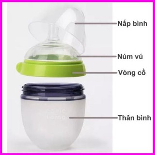 Nắp - cổ - thân - núm ti - van chống sặc bình sữa comotomo mỹ 150ml và 250ml