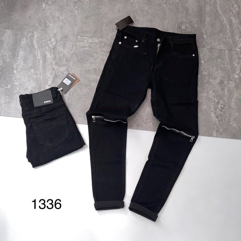 Quần jean nam khóa gối vải co giãn 4 chiều,quần bò nam màu đen khóa gối cao cấp