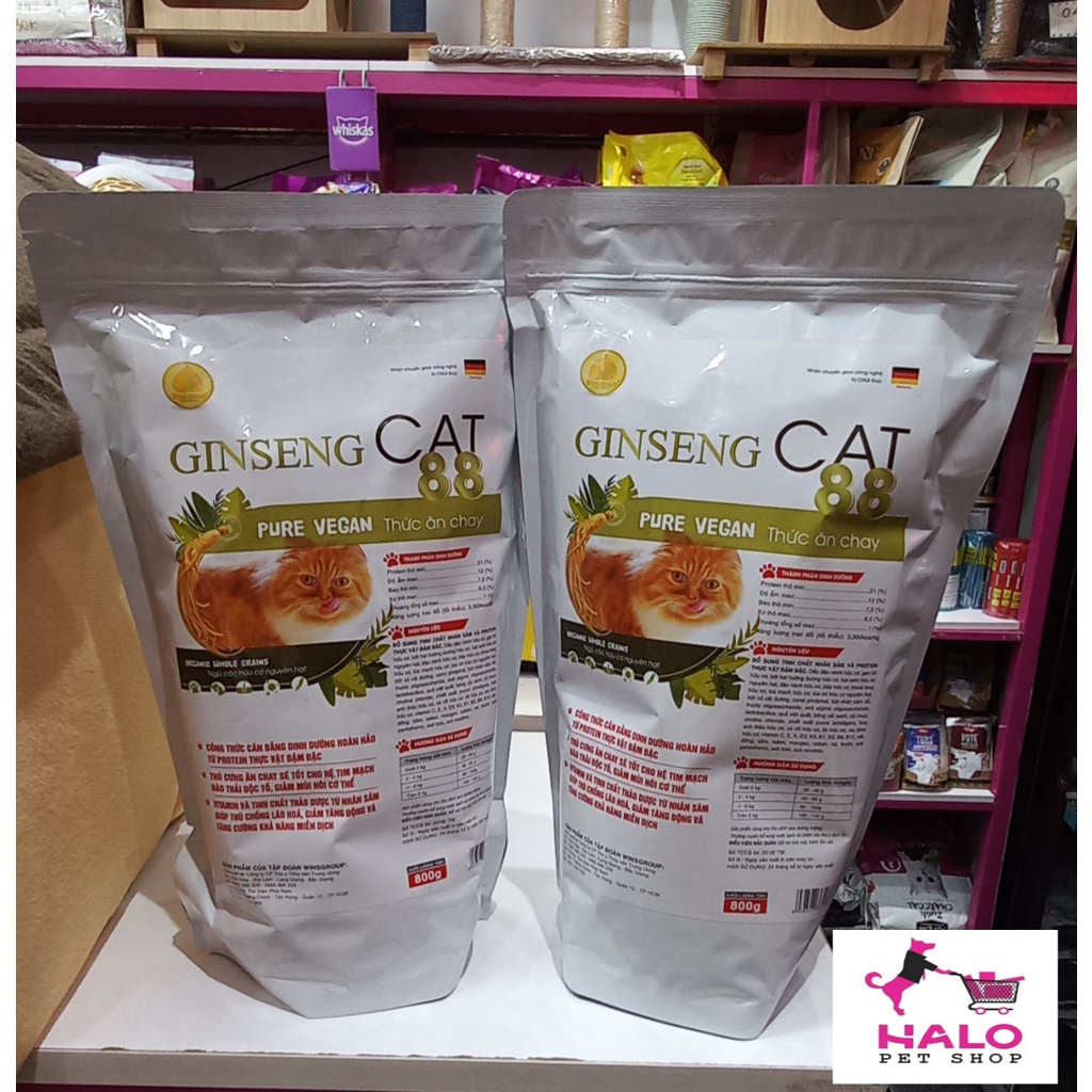 THỨC ĂN CHAY GINSENG CAT 88 DÀNH CHO MÈO GÓI 800g