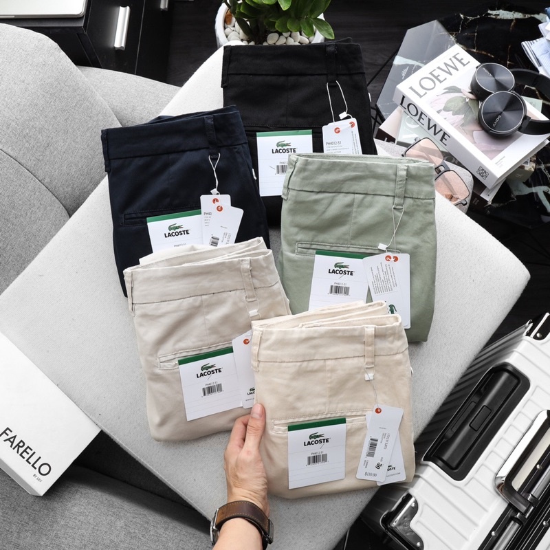 Quần dài kaki nam lacoste dáng đứng công sở, thun co dãn