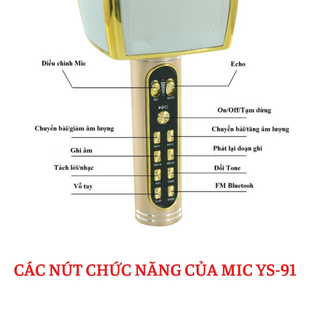 Micro karaoke bluetooth Noproblemsok YS91 âm thanh hay loa lớn đập cực phê