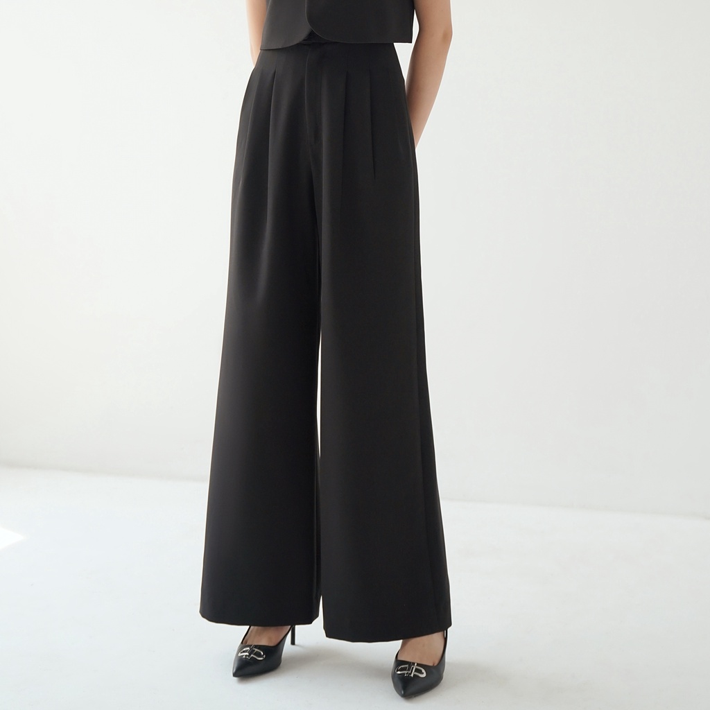 CAROLYN - Quần culottes đen Barbara