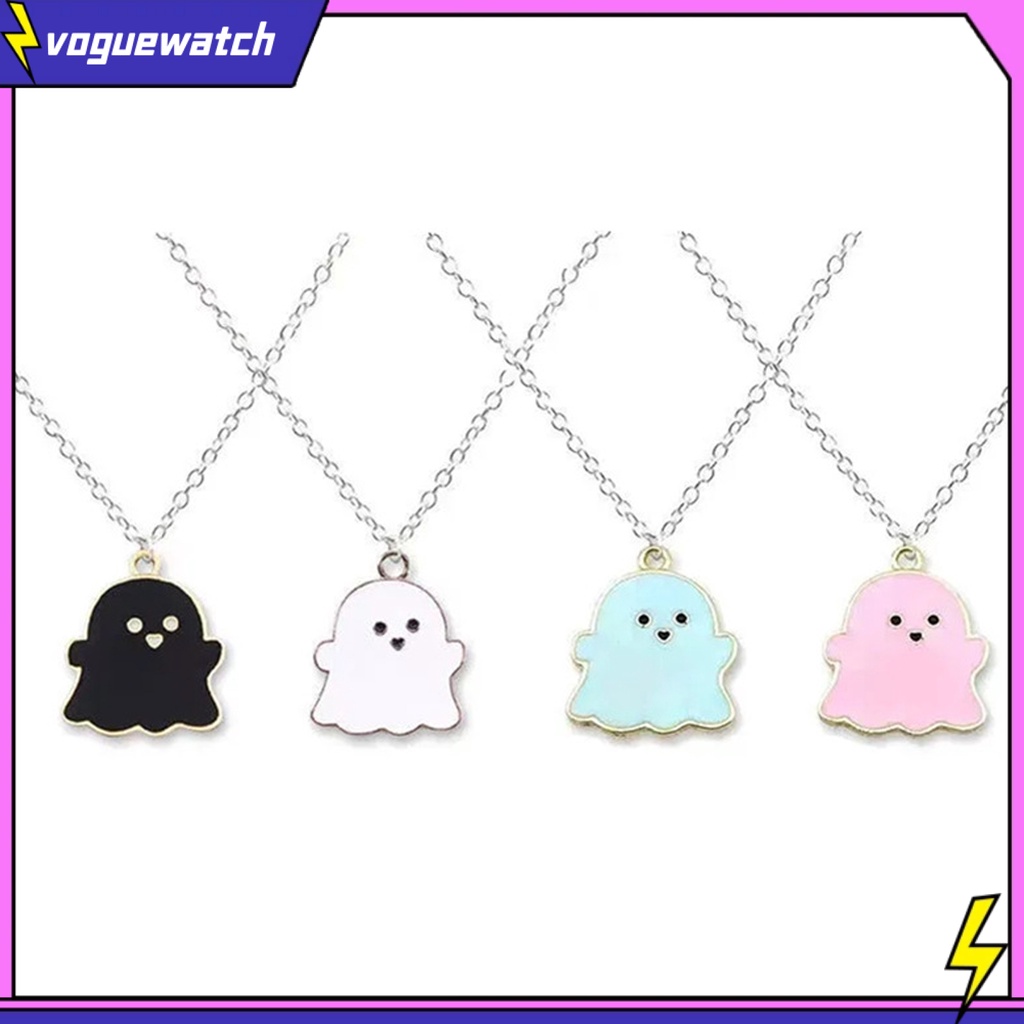 Vòng cổ Mạ Điện Mặt Hình Con Ma Hoạt Hình Dễ Thương Phù Hợp Với Mọi Phong Cách Halloween Dành Cho Nam Và Nữ