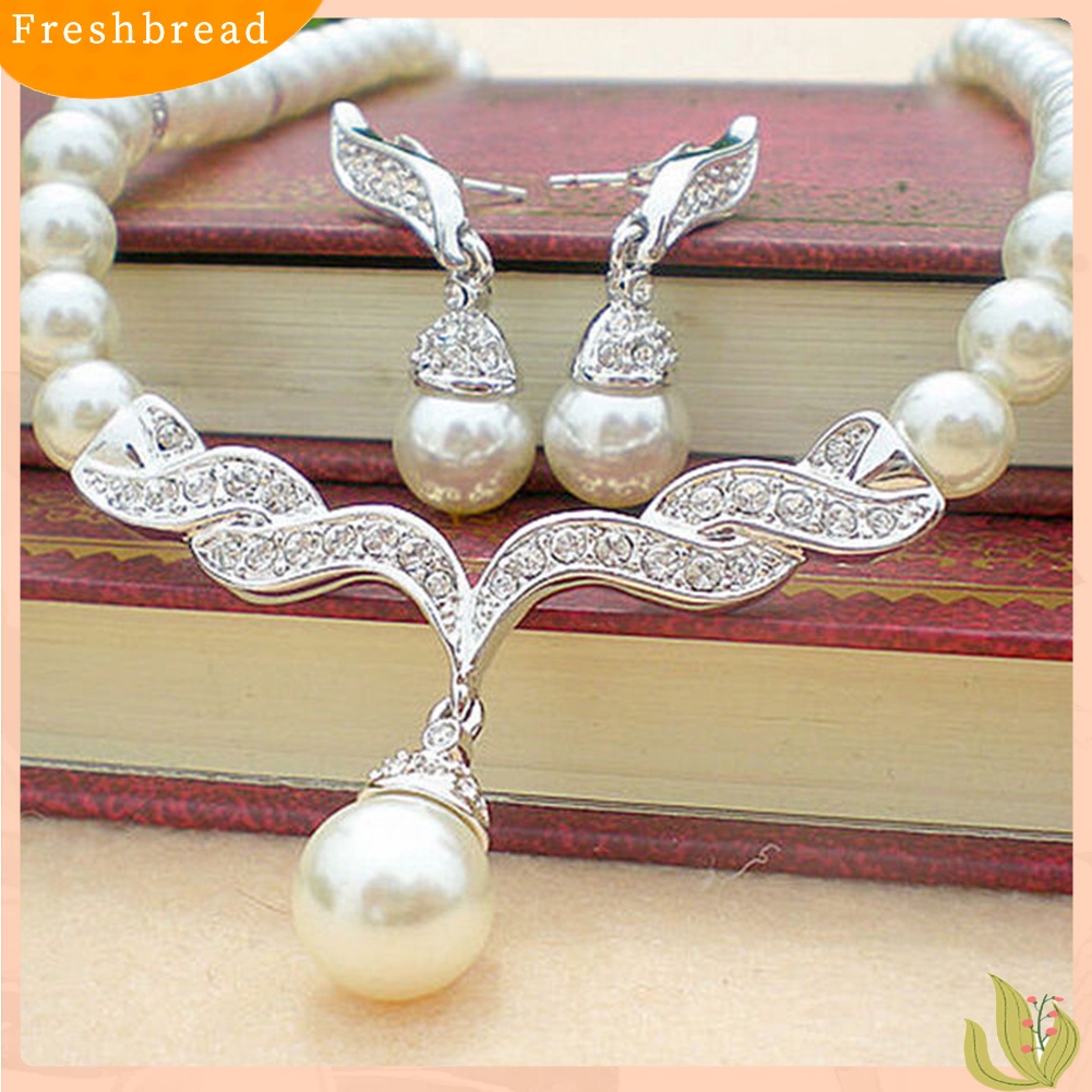 Vòng cổ Và Khuyên Tai Phối Hạt Ngọc Trai Thời Trang Xinh Xắn Cho Nữ