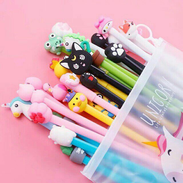 Sét 20 bút bi nước cute nhiều hình nhiều màu dễ thương