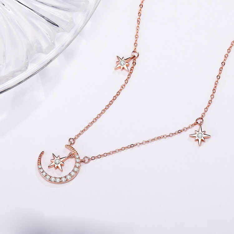 Vòng cổ Mặt Trăng Và Ngôi Sao Đơn Giản Thời Trang Cho Nữ