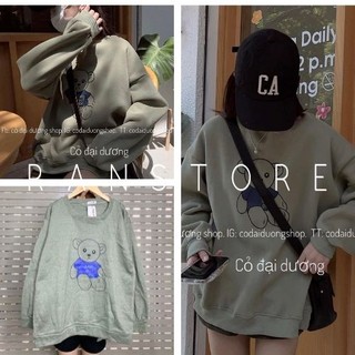 Áo sweater họa tiết hình gấu ngồi / Áo thun nam nữ cổ tròn tay dài mặc đôi mặc nhóm style Ulzzang_ranstore