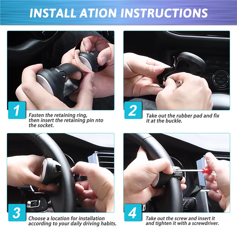 Núm Xoay 360 Độ Bằng Kim Loại Cho Vô Lăng Xe Hơi