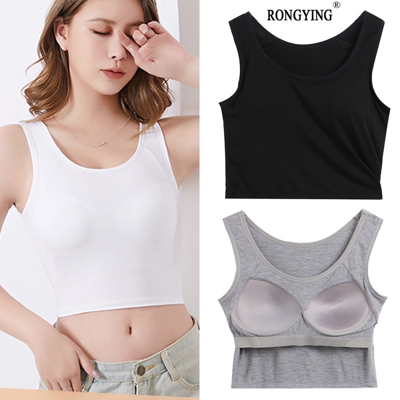 Áo Hai Dây Mỏng Mùa Hè Có Đệm Ngực Màu Trơn Kiểu Ngắn Lưng Đẹp Có Đệm Ngực Và Đệm Ngực Phong Cách Thể Thao Mềm Mại Thoải Mái Cho Nữ @
