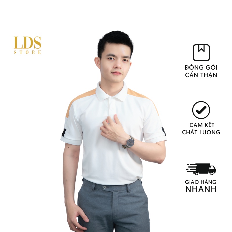 Áo Thun POLO Nam Cổ Bẻ PHỐI Trắng Nâu Vai , Vải Cá Sấu thoáng mát, Phong Cách Trẻ Trung, Lịch Lãm, 55-85kg LDS.Store