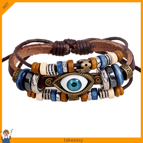 Vòng tay giả da mặt hình con mắt phong cách Thổ Nhĩ Kỳ