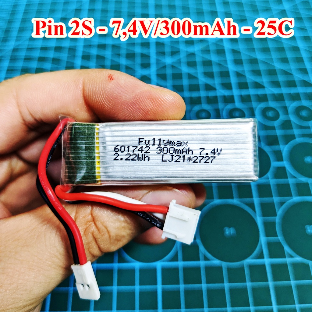 Pin máy bay điều khiển F-22 3 kênh (XK A180). Pin Lipo 2S–7,4V/300mA, dòng xả 30C. Hàng Zin xịn xò bóc máy