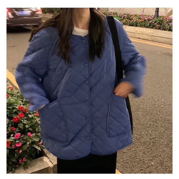 Áo Khoác Mùa Đông Ấm Áp Màu Xanh Dương Phong Cách Nhật Bản Cho Nữ