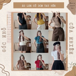 Áo len nữ cổ 3cm tay hến nhiều màu, áo len cổ 3 phân màu pastel