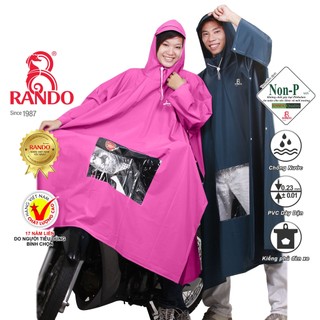 Áo Mưa Cánh Dơi Choàng Cao Cấp, RANDO Chính Hãng, Có Kiếng Phủ Đèn Xe Máy, Nhựa PVC Bền Bỉ Không Thấm Nước