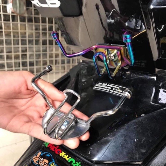 Móc treo đồ xe máy Vario Vision Inox TRẮNG tặng kèm móc chữ U 3 móc tiện lợi gắn được nhiều loại xe máy