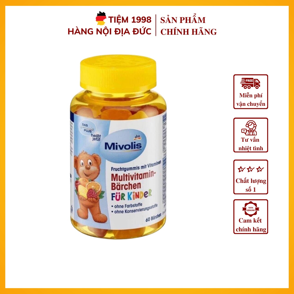 Kẹo Gấu Mivolis Đức Bổ Sung Vitamin Tổng Hợp Giúp Bé Tăng Sức Đề Kháng & Ăn Ngon Miệng 60 Viên