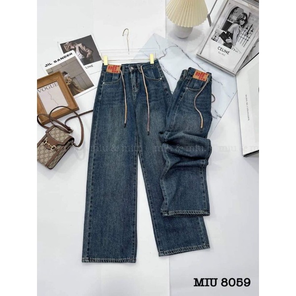 Quần jeans suông tag da chữ cạp hàng QCL1