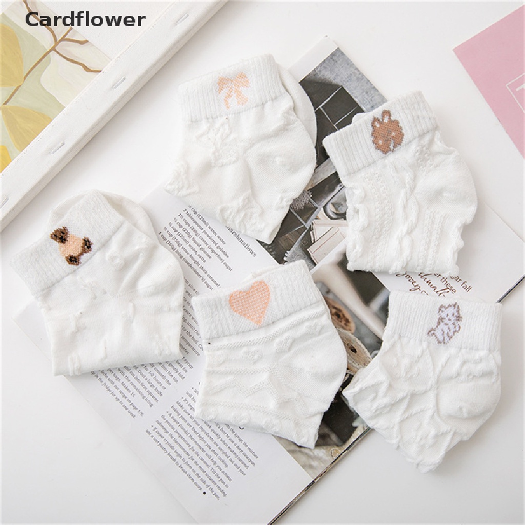 < Cardflower > Vớ Mắt Cá Màu Trắng Phong Cách Harajuku Nhật Bản Dễ Thương Cho Nữ