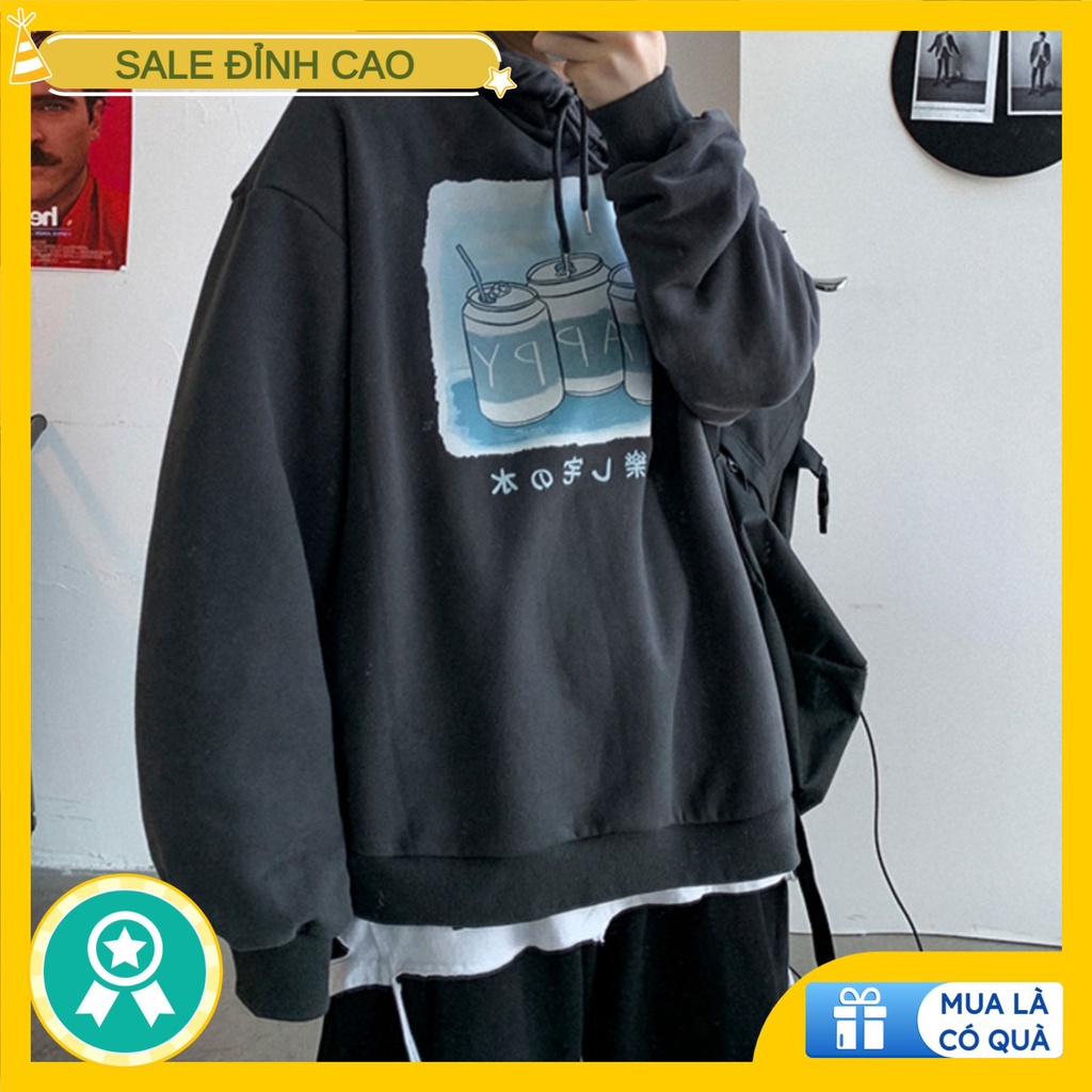 Áo hoodie nam nữ Happy suneoshopm,Áo khoác sweater nỉ dáng rộng chất đẹp