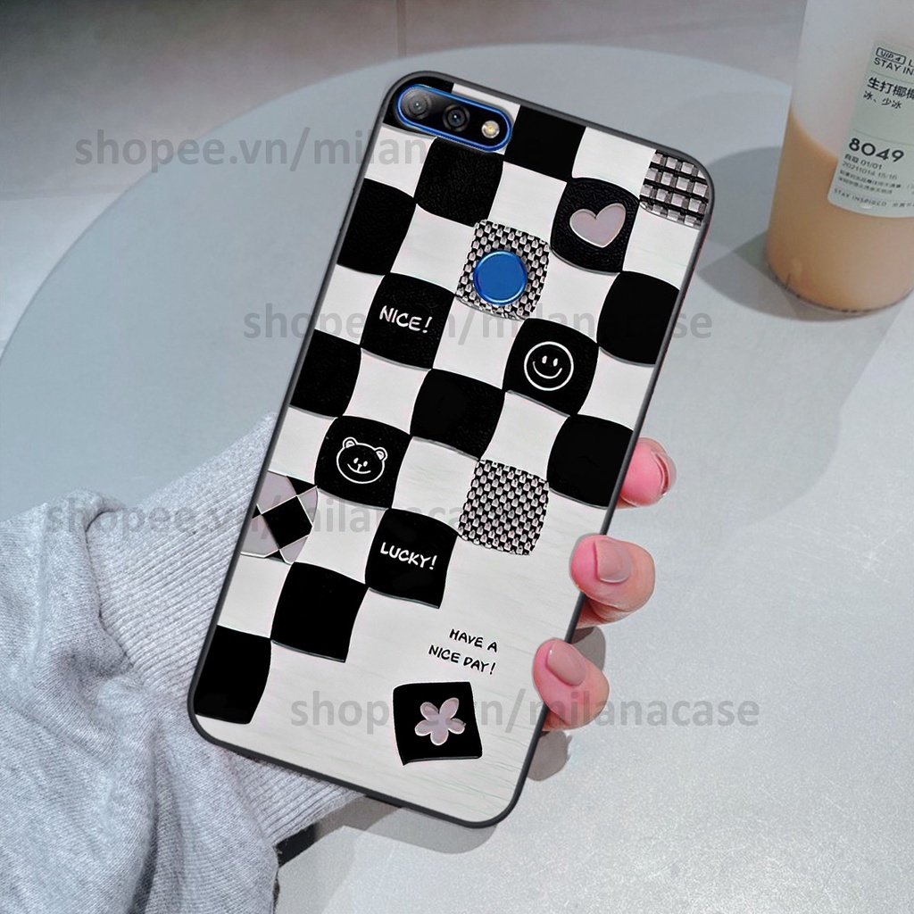 Ốp Huawei Y7 Prime 2018 / Y7 Pro 2018 in hình caro trái tim siêu đẹp, siêu nét đầy phong cách cá tính