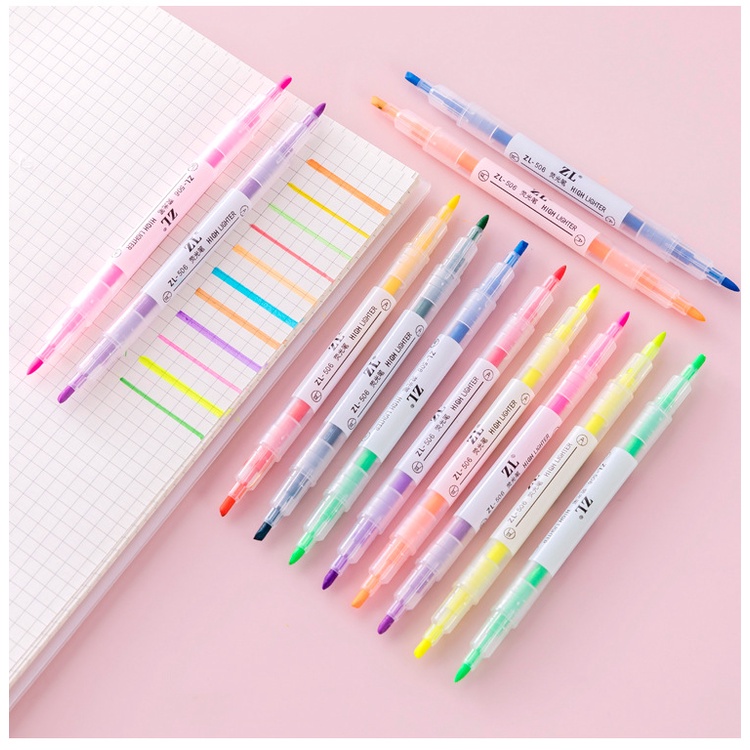 Bút đánh dấu, bút dạ quang highlighter ghi nhớ 2 đầu Clovershop68