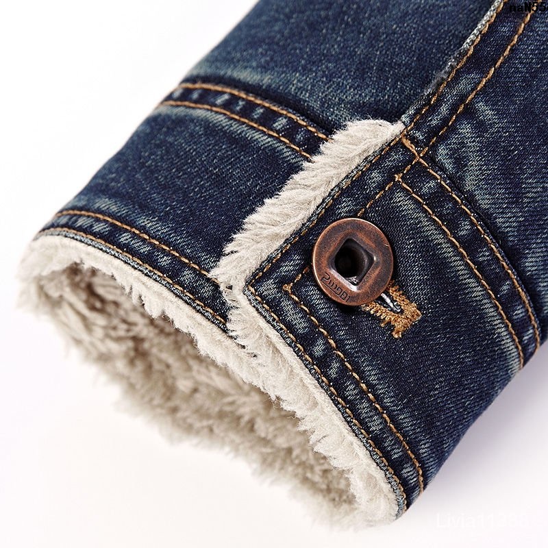 Áo Khoác Jean Lót Lông Cừu Phong Cách Hàn Quốc Trẻ Trung Dành Cho Nam