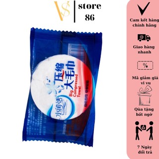 Khăn du lịch cotton dạng nén dùng 1 lần (30 * 60 cm), Khăn đa năng tự nhiên thấm nước tốt GD580-KtamN-xanh VS STORE
