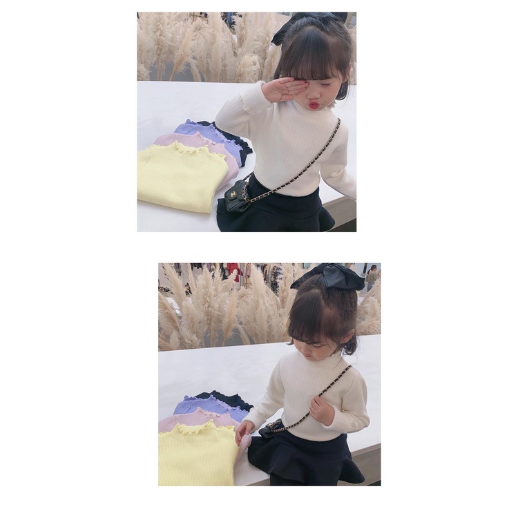 Áo Thun Lót Lông Cừu Dày Dặn Màu Trơn Thời Trang Thu Đông Mới 2020 Dành Cho Bé Gái