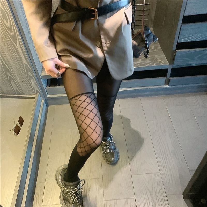 Quần Tất Lụa Đen Phối Lưới Gợi Cảm Phong Cách Mới Cho Nữ