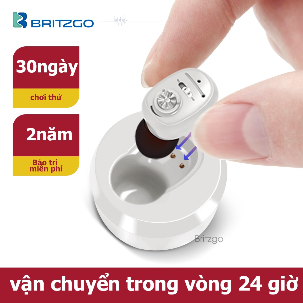 Britzgo Mini Máy trợ thính vành tai Cho Người Già điếc USB Phí Số có giảm nhiễu trốn Âm thanh điếc VHP1607