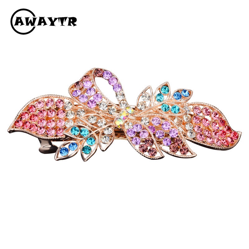 Kẹp Tóc Hình Nơ Bằng Hợp Kim Dát Kim Cương Pha Lê Phong Cách Hàn Quốc Mới Thanh Lịch Dành Cho Bạn Nữ