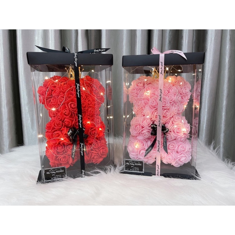 Gấu hoa (size 25cm) full hộp + đèn siêu đáng yêu cho Crush 😍😍😍