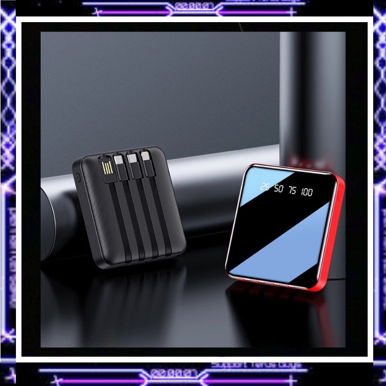 Hàng Xịn Pin,Sạc Dự Phòng Power Bank 10000Mah Tích Hợp Cáp Sạc,Đèn Pin,Lõi Polime Chất Lượng Cao BH 6T