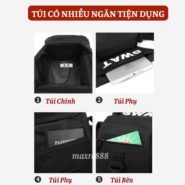 Túi Đeo Hông, Đeo Đùi Vải Bố Bền Đẹp Chống Thấm Nước Đi Phượt Dã Ngoại Tiện Lợi Phong Cách Người Lính
