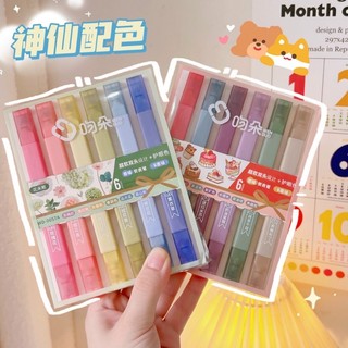 Bút hightlight 6 màu 2 đầu vuông