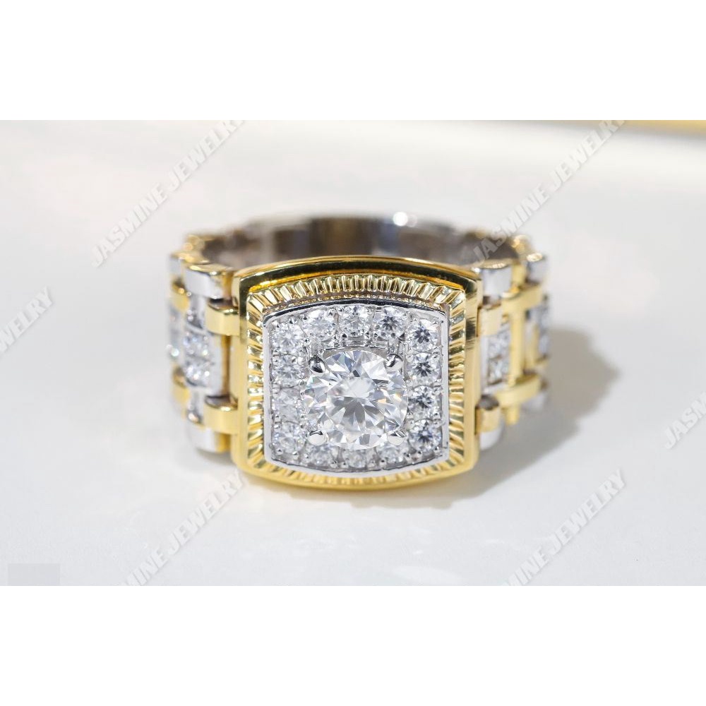 Nhẫn nam kim cương nhân tạo moissanite Rolex đai mềm - Mẫu 19