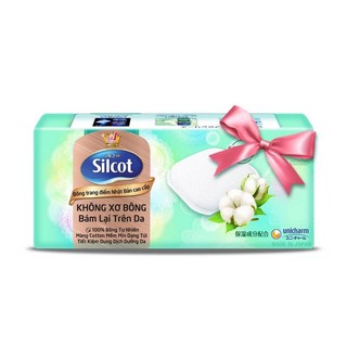 Bông tẩy trang Silcot - Bông Trang Điểm Silcot Nhật Bản Cao Cấp Silcot Unicharm Xanh Lá 20 Miếng