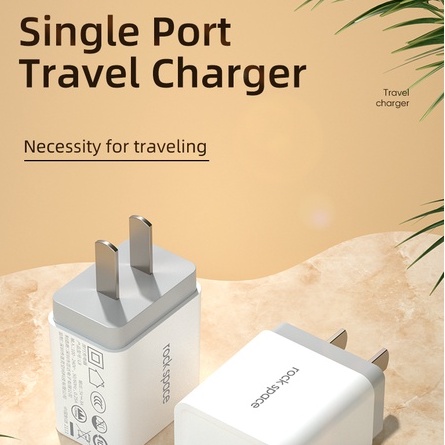 Củ sạc nhanh Rockspace T6 1A chính hãng cổng USB chân dẹt sạc không nóng máy tương thích cả adroid và ios  – BH 1 năm
