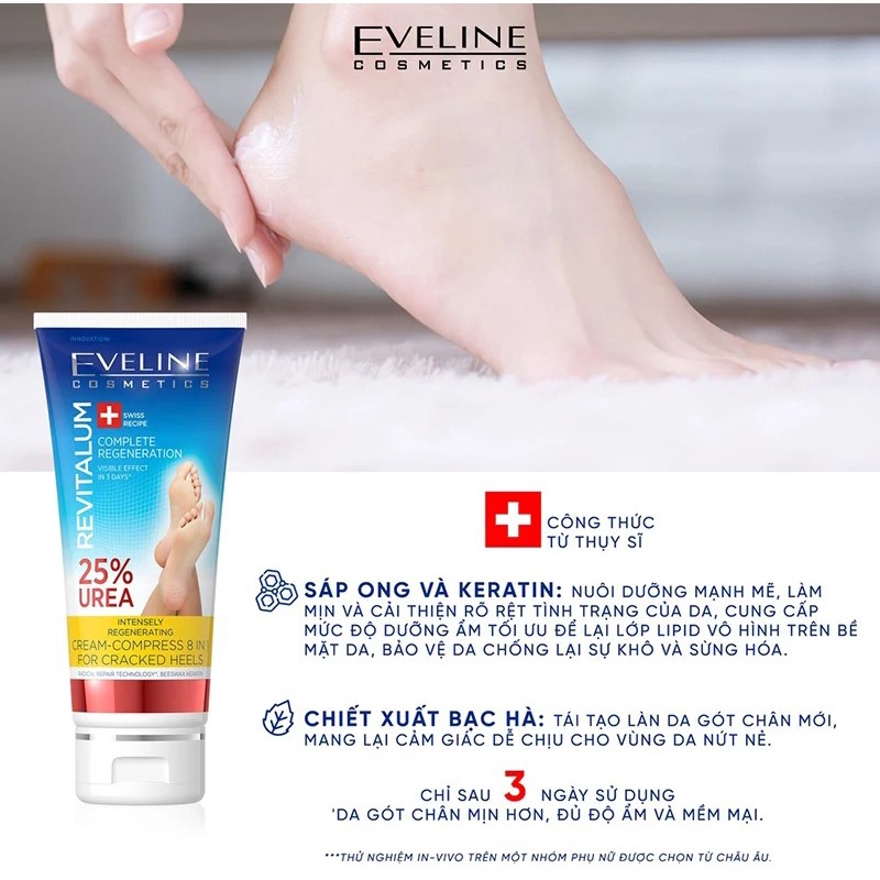 Kem Dưỡng Da Chân Dưỡng Ẩm &amp; Làm Mềm Gót Chân Eveline Cosmetics Revitalum 75ml