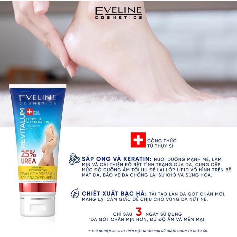 Kem Dưỡng Da Chân Dưỡng Ẩm & Làm Mềm Gót Chân Eveline Cosmetics Revitalum 75ml