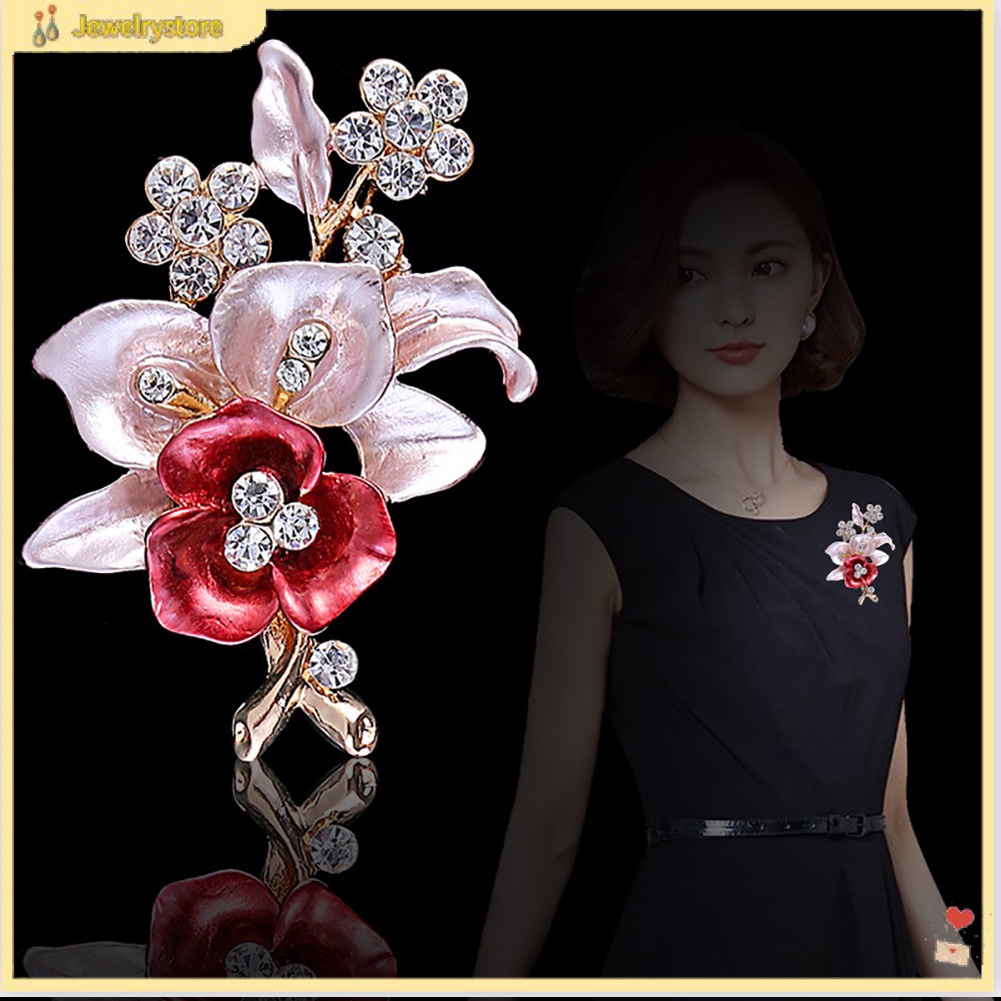 Trâm Cài Áo Hình Hoa Có Đính Đá Lấp Lánh Dành Cho Nữ