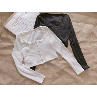Áo Croptop Cúc Bấm Tay Dài